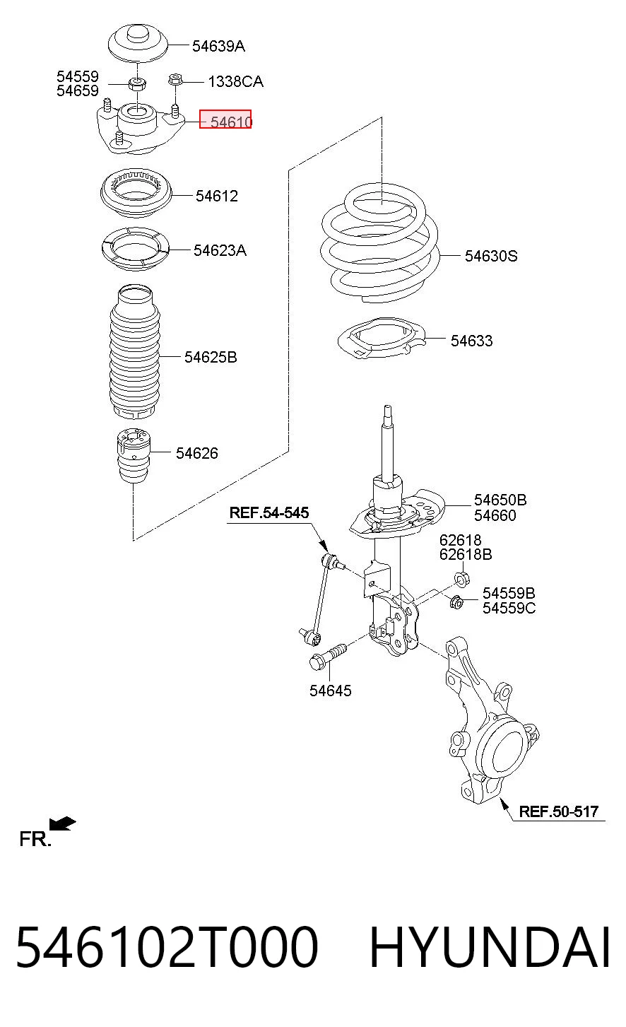 546102T000 Hyundai/Kia Suporte de amortecedor dianteiro