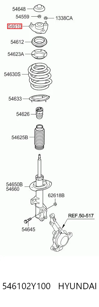 546102Y100 Hyundai/Kia Suporte de amortecedor dianteiro