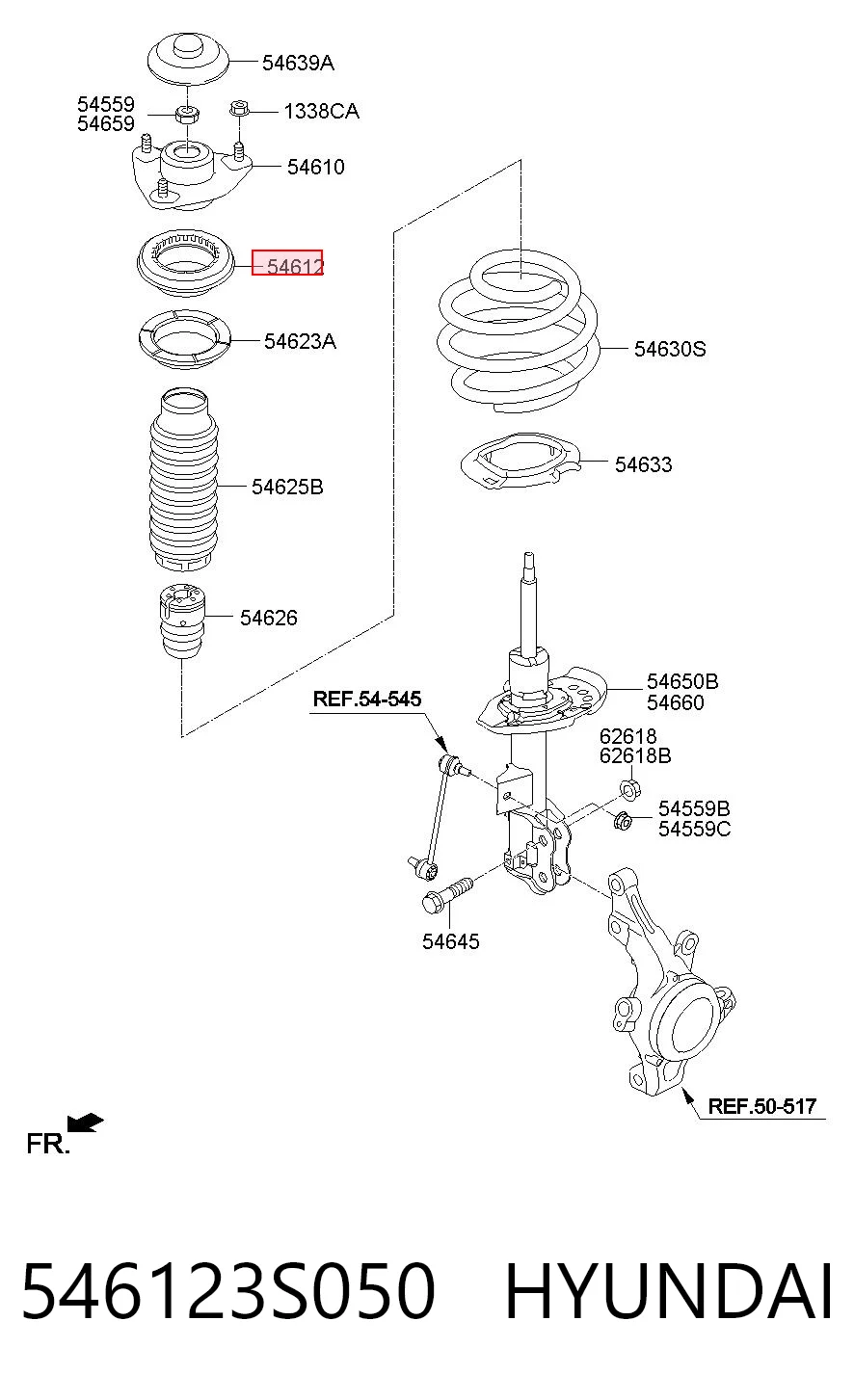 546123S050 Hyundai/Kia Rolamento de suporte do amortecedor dianteiro