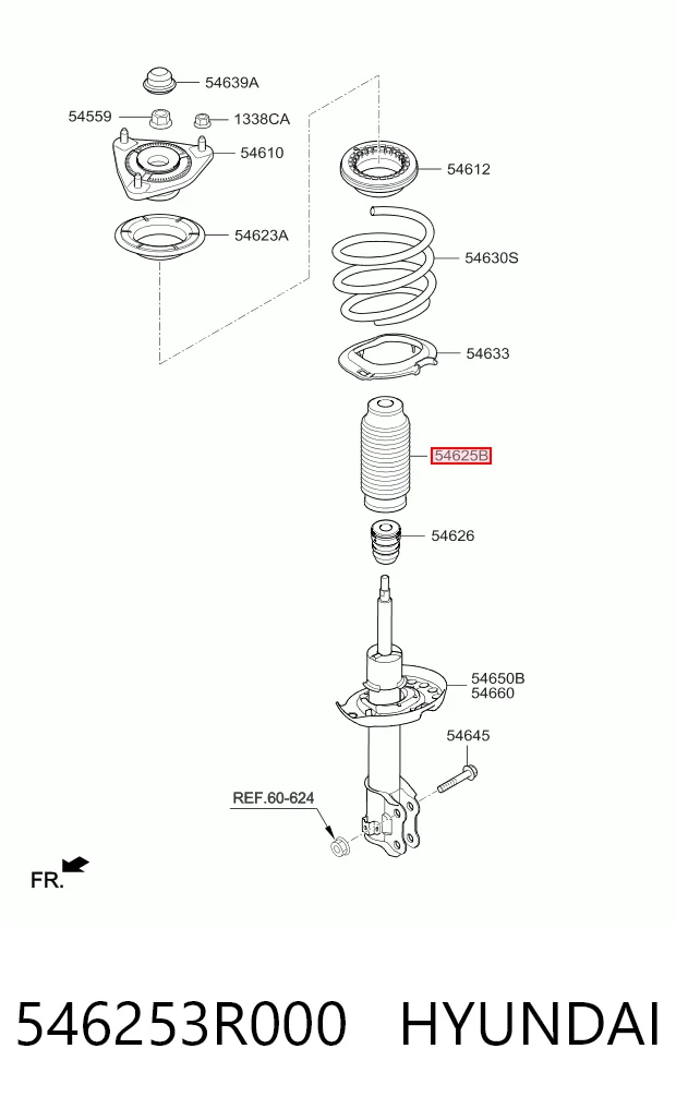 546253R000 Hyundai/Kia Bota de proteção de amortecedor dianteiro