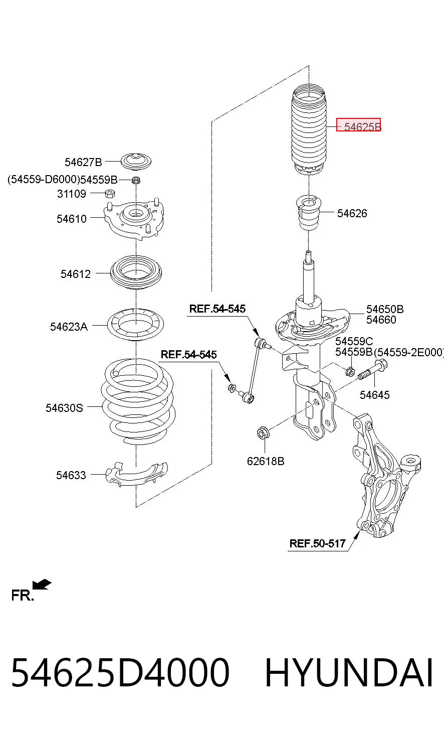 54625D4000 Hyundai/Kia Bota de proteção de amortecedor dianteiro