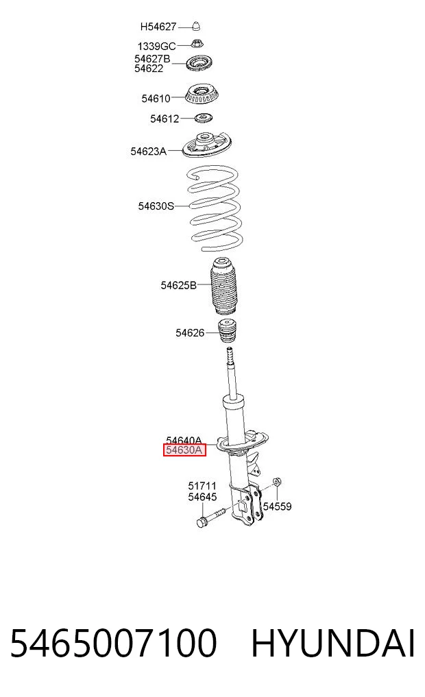 5465007100 Hyundai/Kia Amortecedor dianteiro esquerdo
