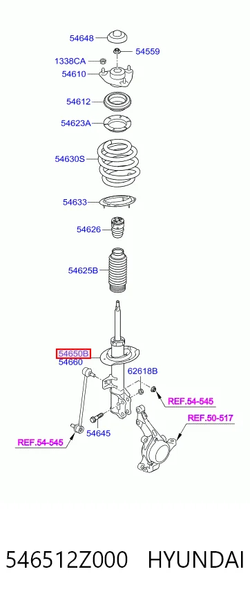 546512Z000 Hyundai/Kia Amortecedor dianteiro esquerdo