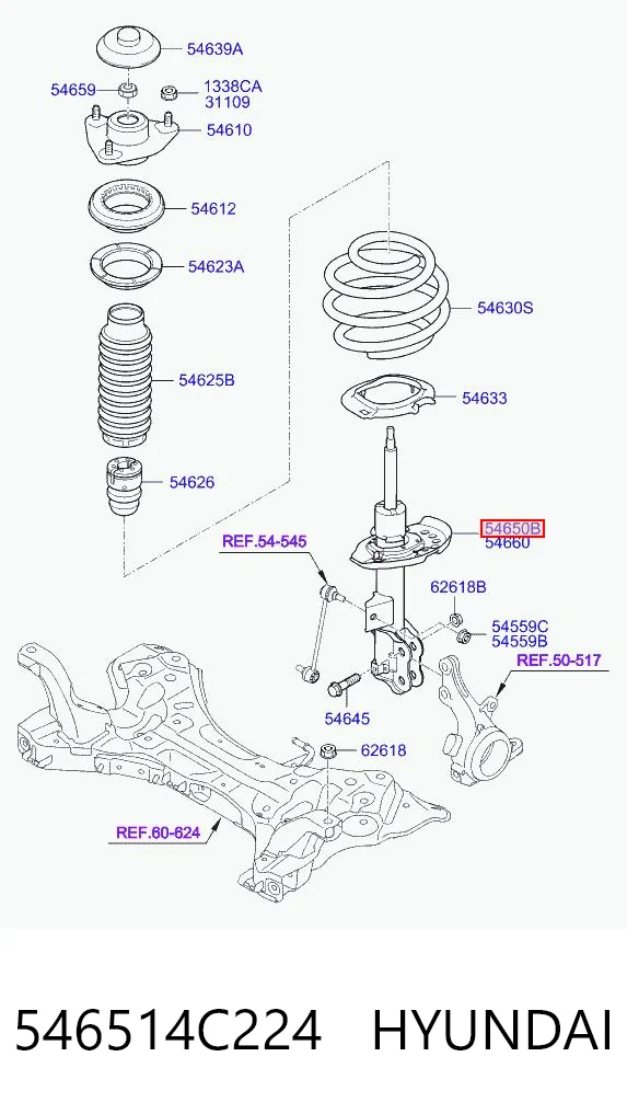 546514C224 Hyundai/Kia Amortecedor dianteiro esquerdo