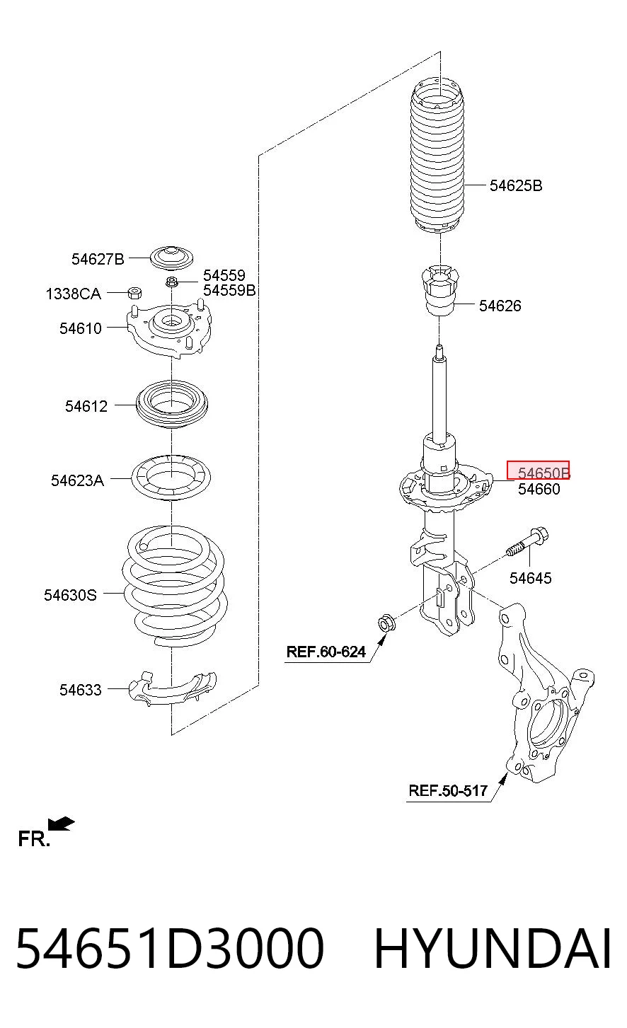 54651D3000 Hyundai/Kia Amortecedor dianteiro esquerdo