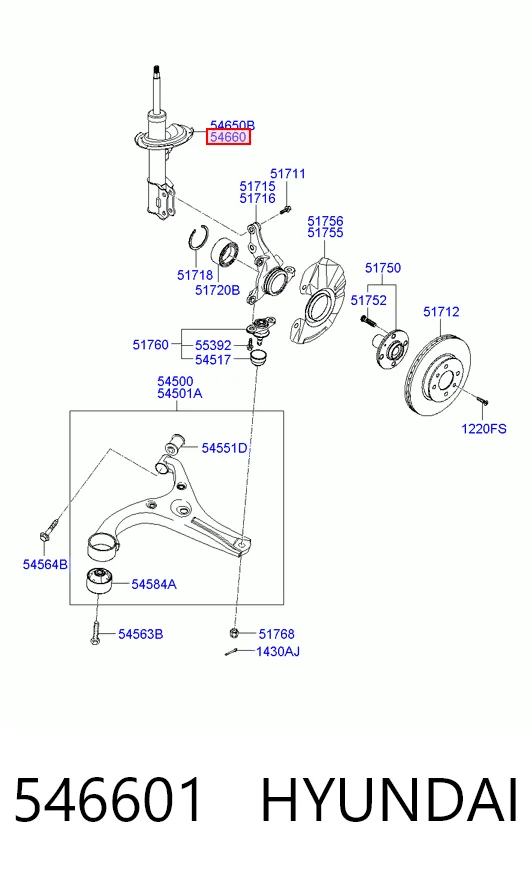 546601 Hyundai/Kia Amortecedor dianteiro direito