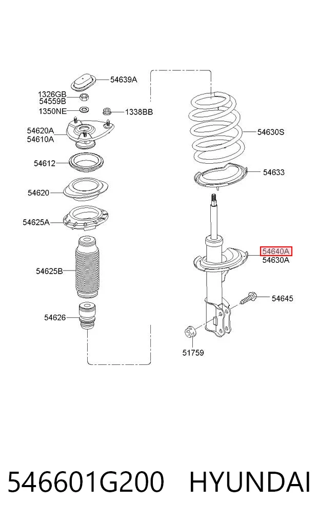 546601G200 Hyundai/Kia Amortecedor dianteiro direito