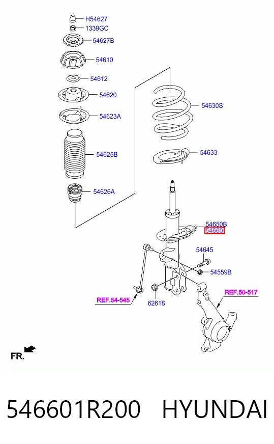 546601R200 Hyundai/Kia Amortecedor dianteiro direito