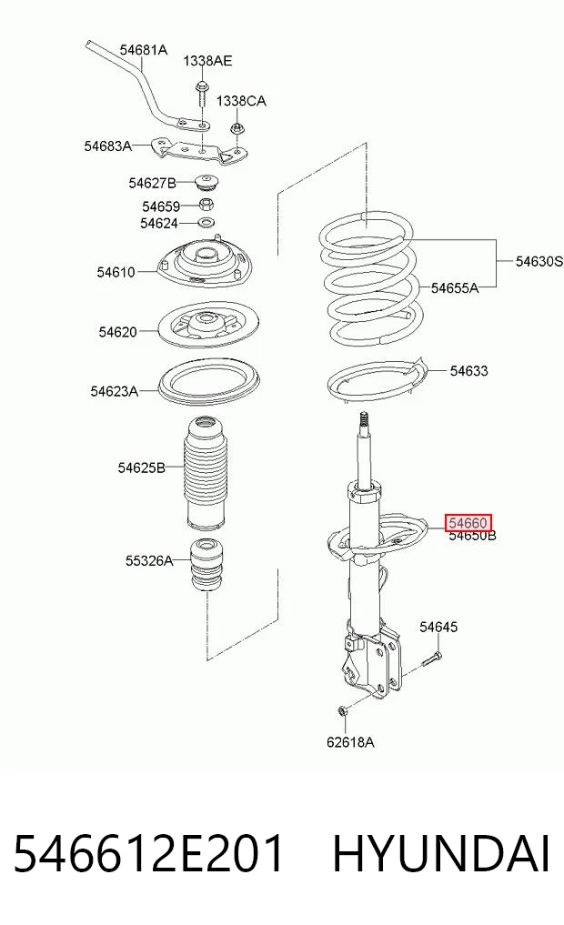 546612E201 Hyundai/Kia Amortecedor dianteiro direito