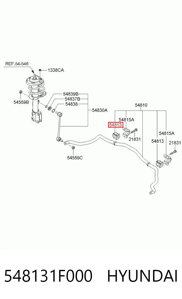 548131F000 Hyundai/Kia Bucha de estabilizador dianteiro
