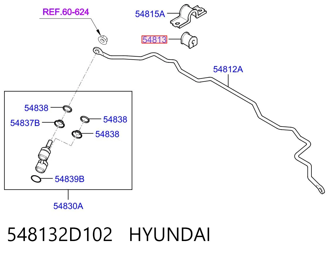 548132D102 Hyundai/Kia Bucha de estabilizador dianteiro