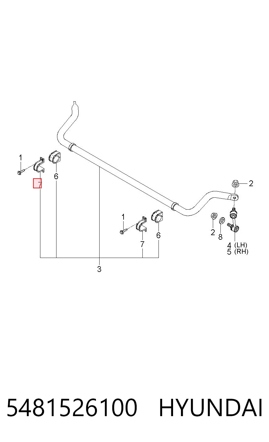 5481526100 Hyundai/Kia Braçadeira de fixação da bucha de estabilizador dianteiro