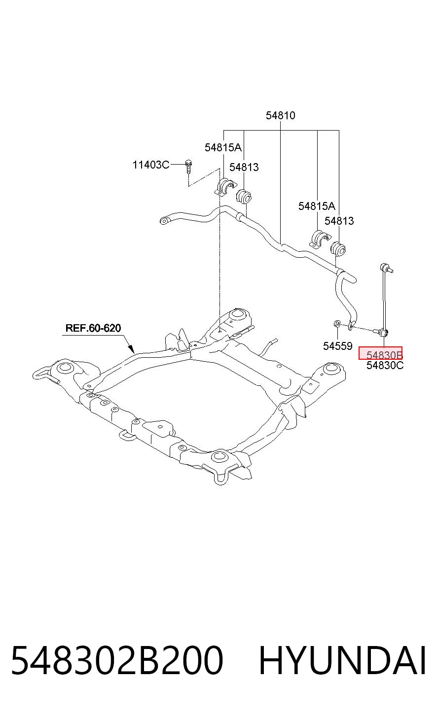 548302B200 Hyundai/Kia Montante esquerdo de estabilizador dianteiro