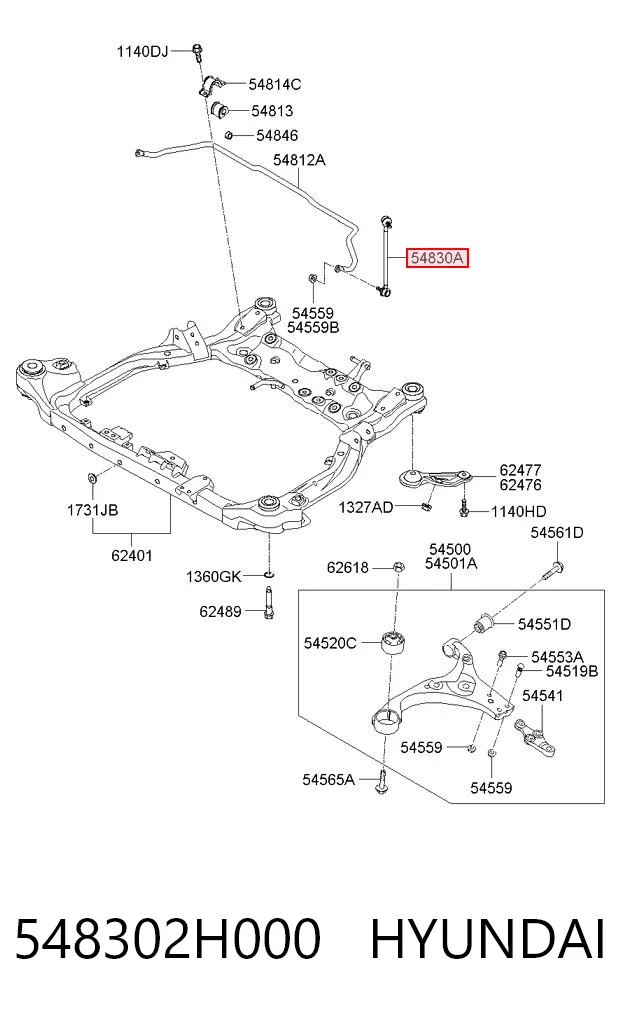 548302H000 Hyundai/Kia Montante de estabilizador dianteiro