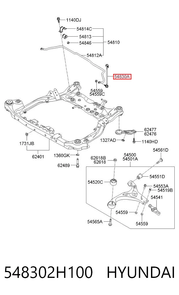 548302H100 Hyundai/Kia Montante de estabilizador dianteiro