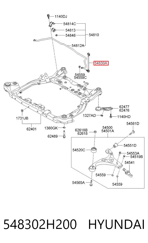 548302H200 Hyundai/Kia Montante de estabilizador dianteiro