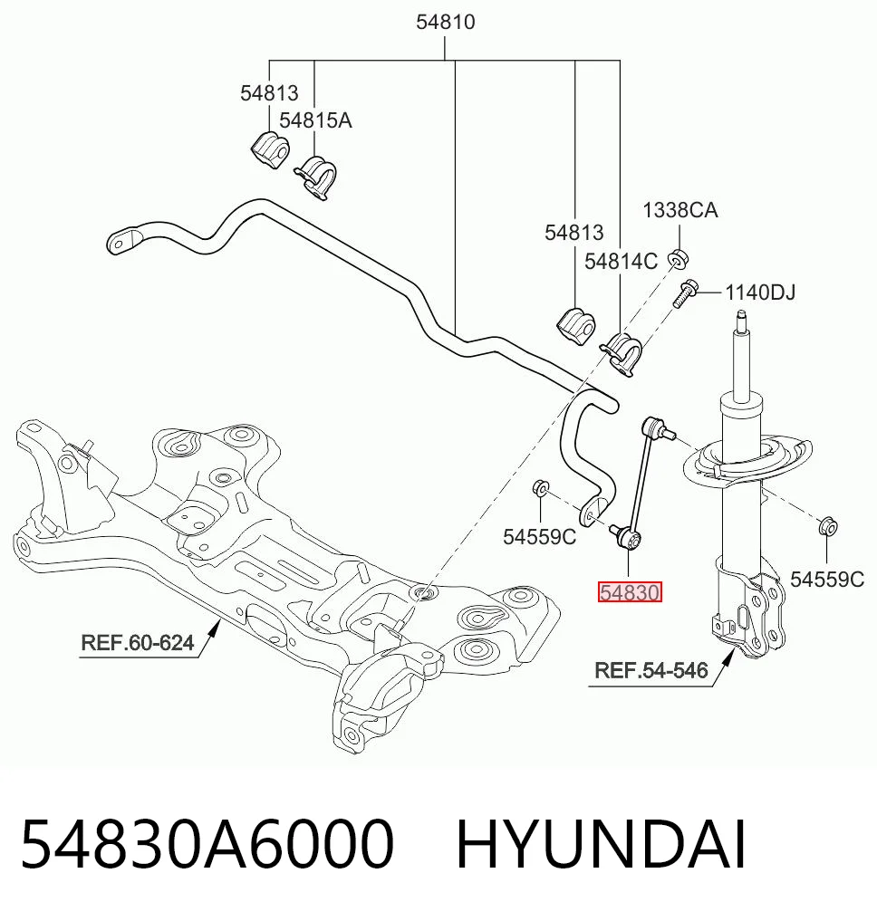 54830A6000 Hyundai/Kia Montante de estabilizador dianteiro