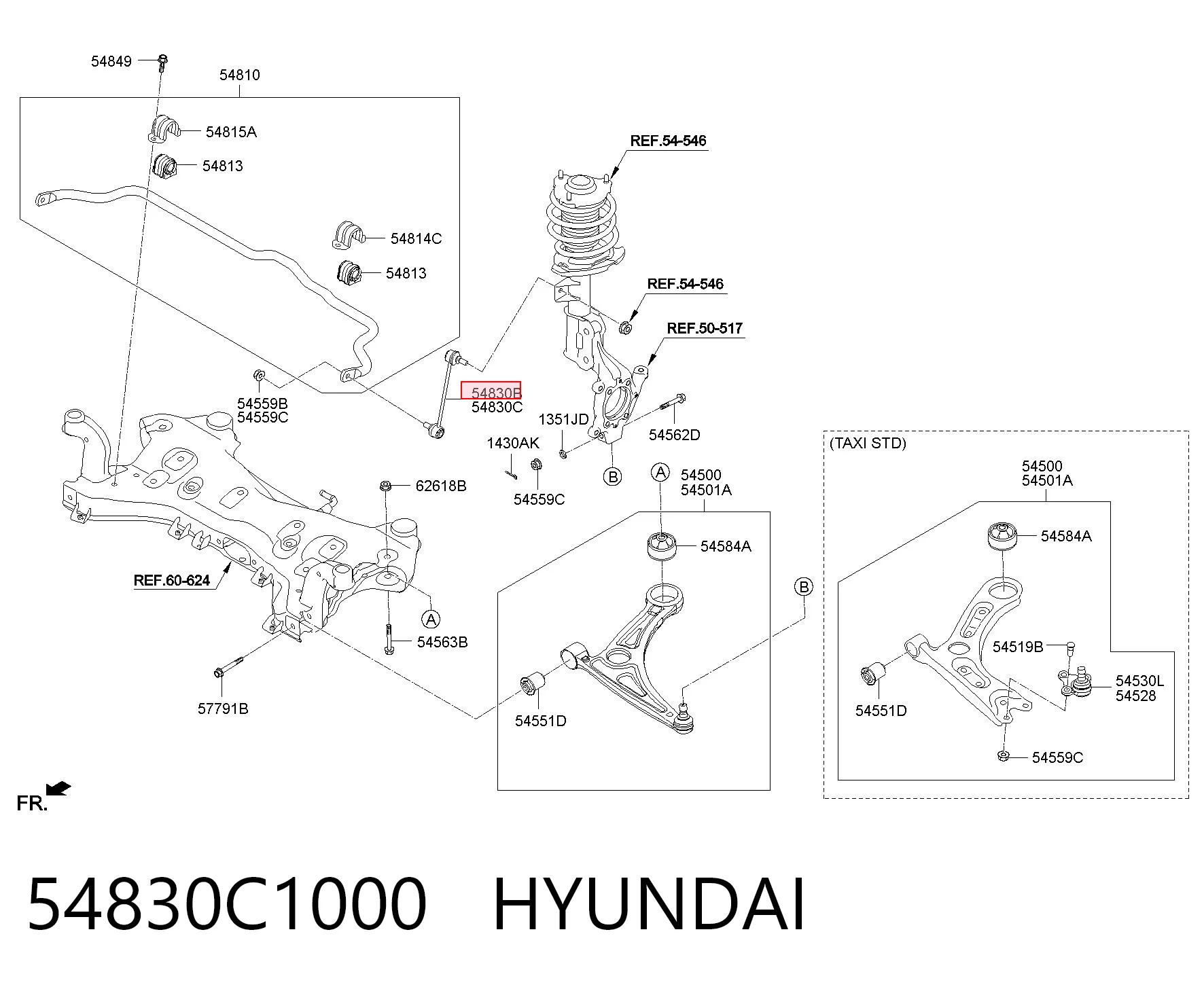 54830C1000 Hyundai/Kia Montante esquerdo de estabilizador dianteiro