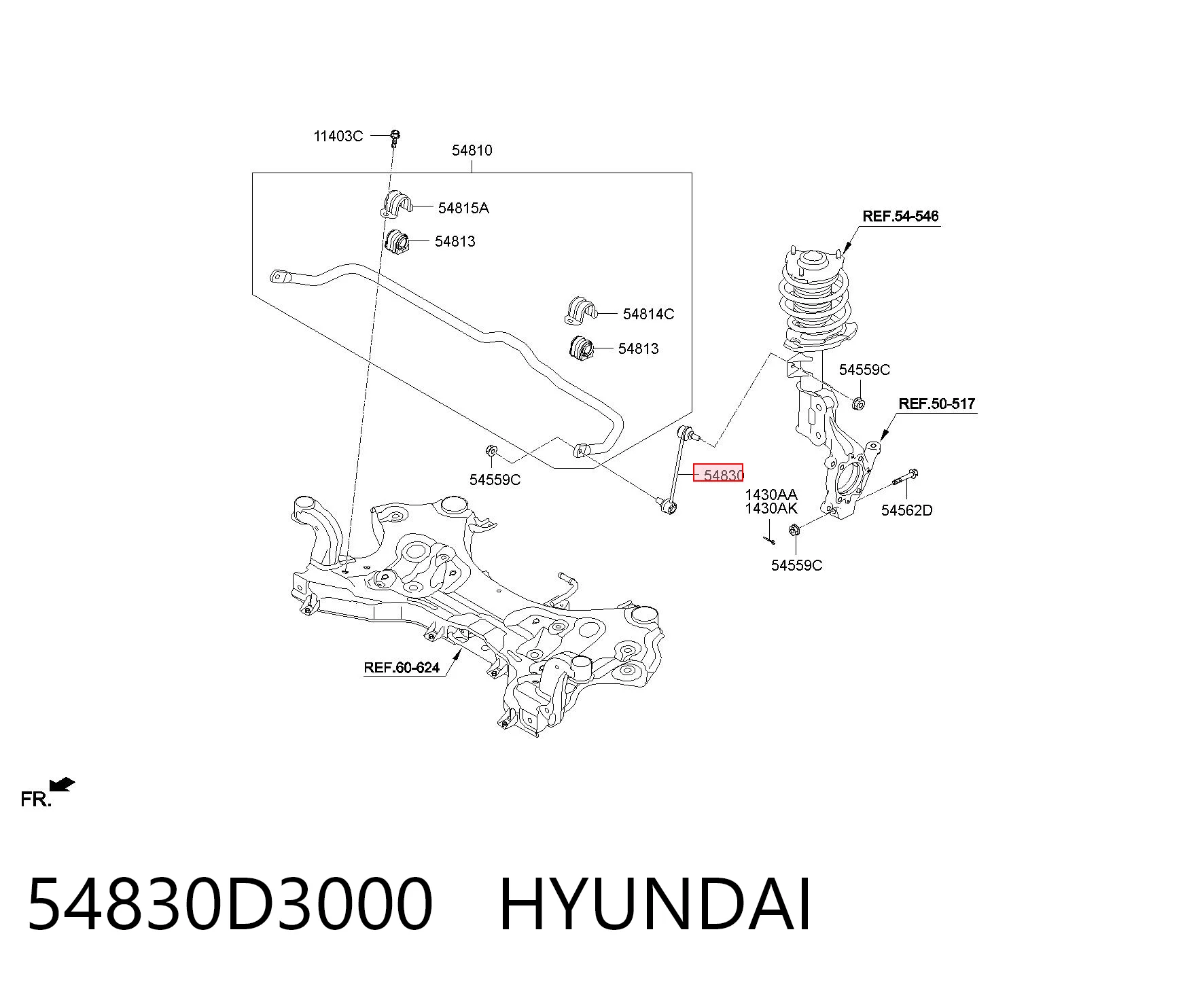 54830D3000 Hyundai/Kia Montante de estabilizador dianteiro