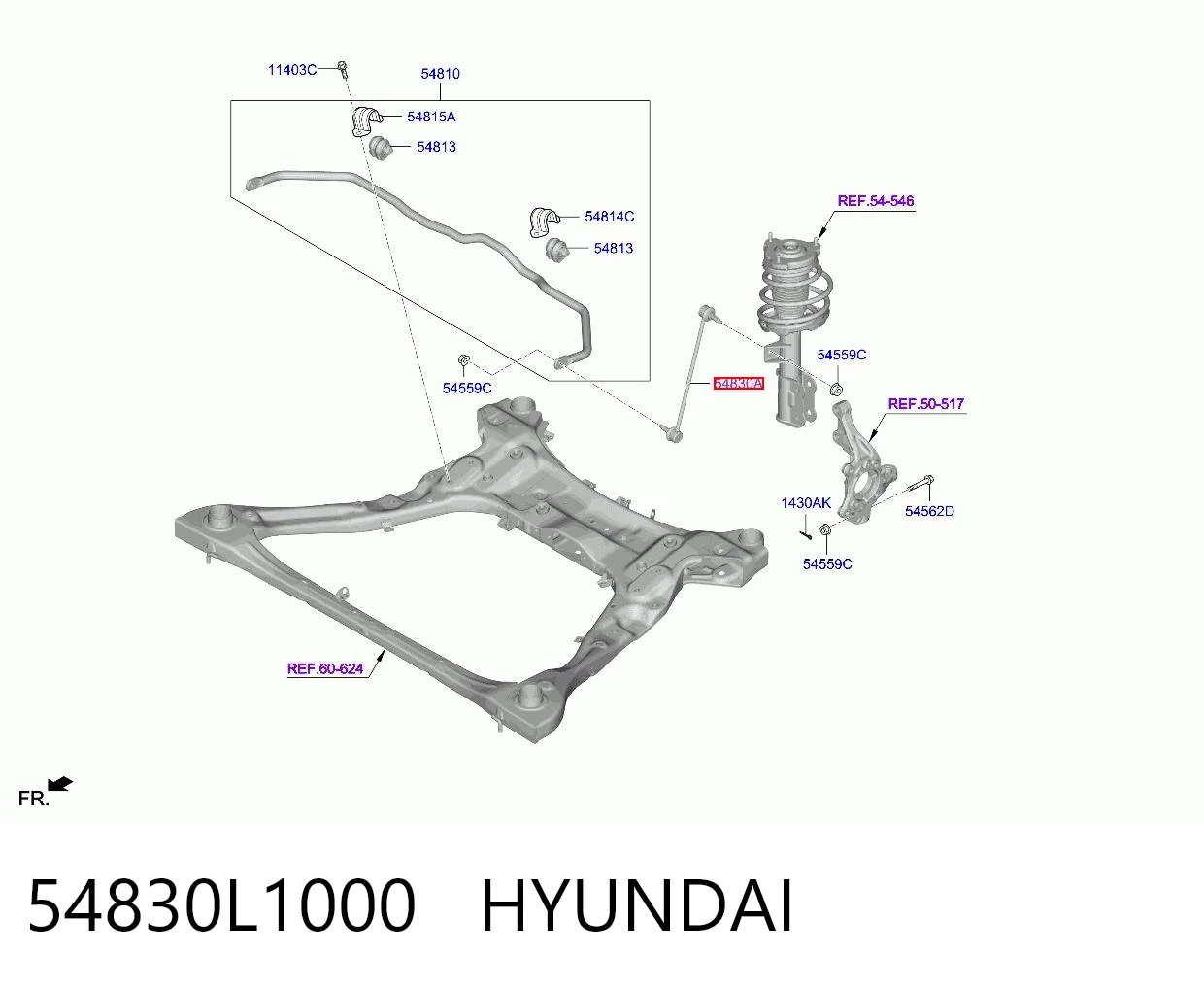 54830L1000 Hyundai/Kia Montante de estabilizador dianteiro