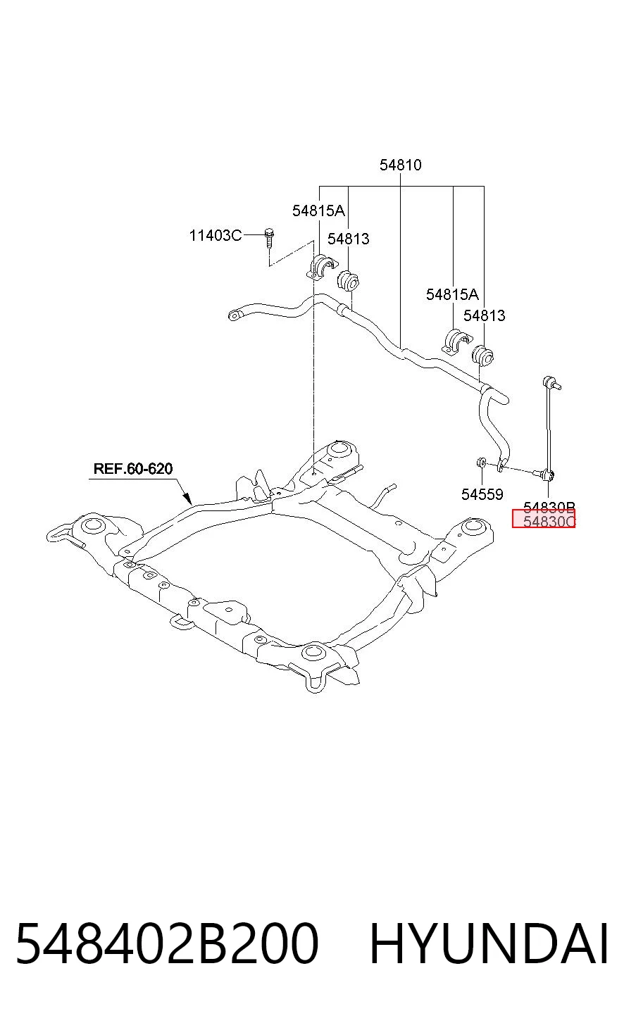 548402B200 Hyundai/Kia Montante direito de estabilizador dianteiro