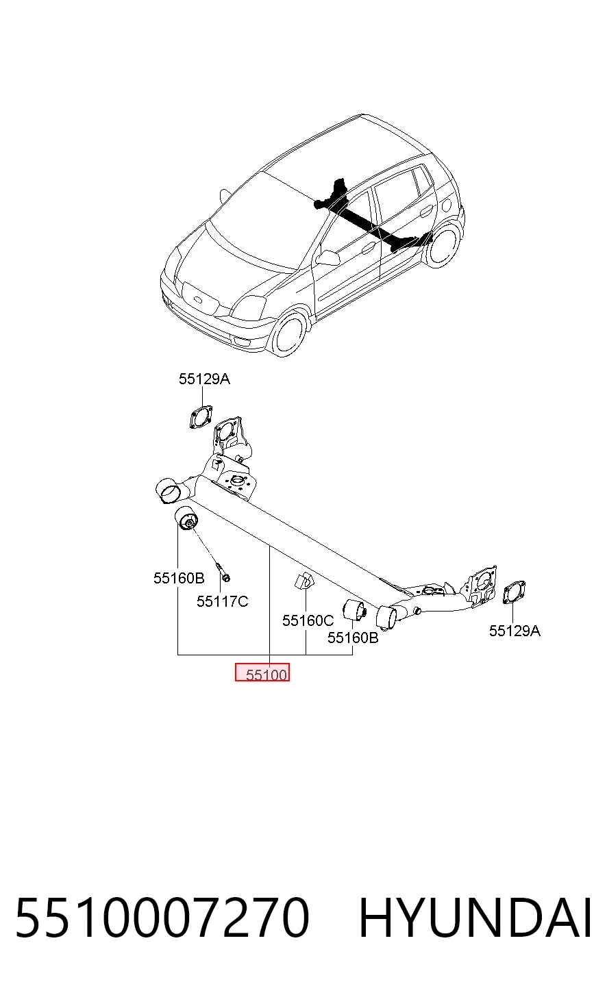 Compre Viga de suspensão traseira (plataforma veicular) KIA Picanto 1