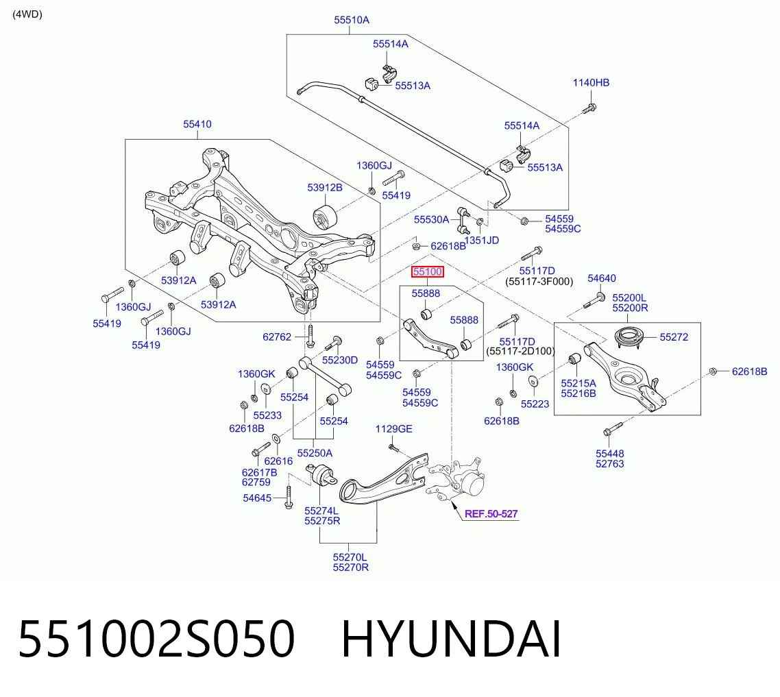 551002S050 Hyundai/Kia Braço oscilante de suspensão traseira transversal
