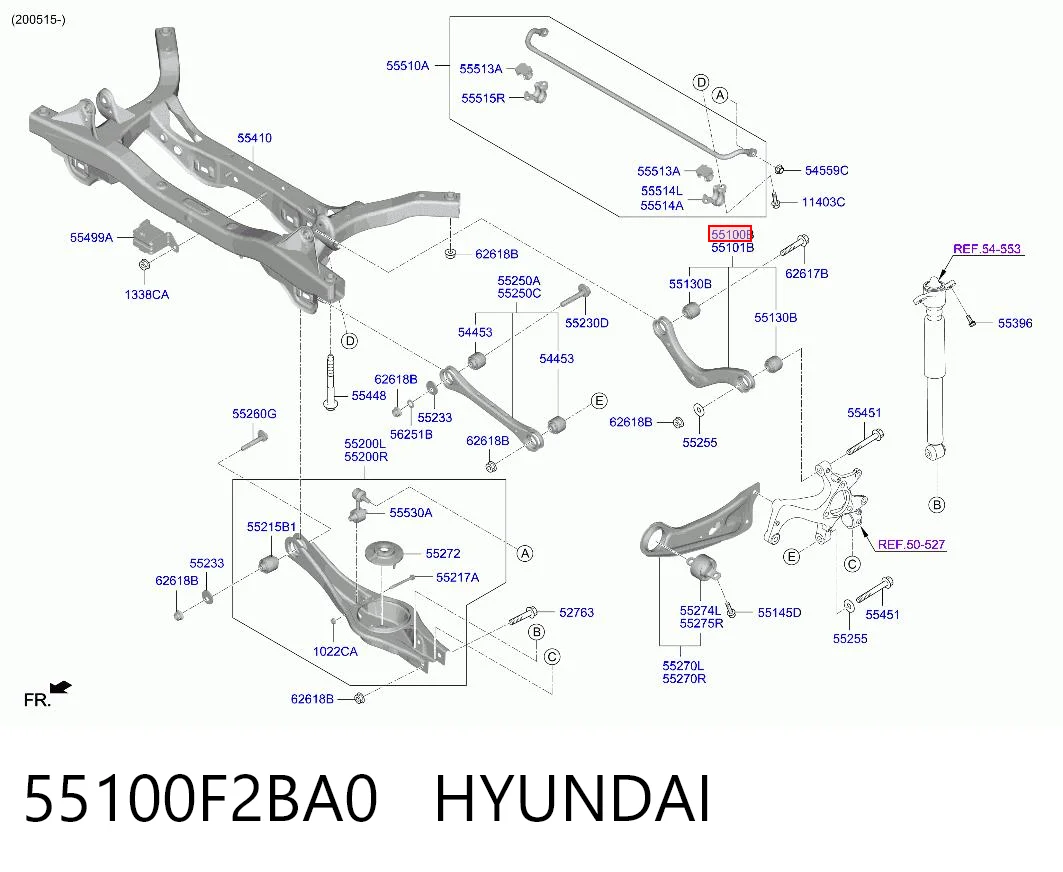 55100F2BA0 Hyundai/Kia Braço oscilante superior esquerdo de suspensão traseira