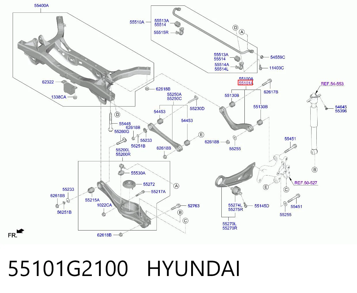 55101G2100 Hyundai/Kia Braço oscilante superior direito de suspensão traseira