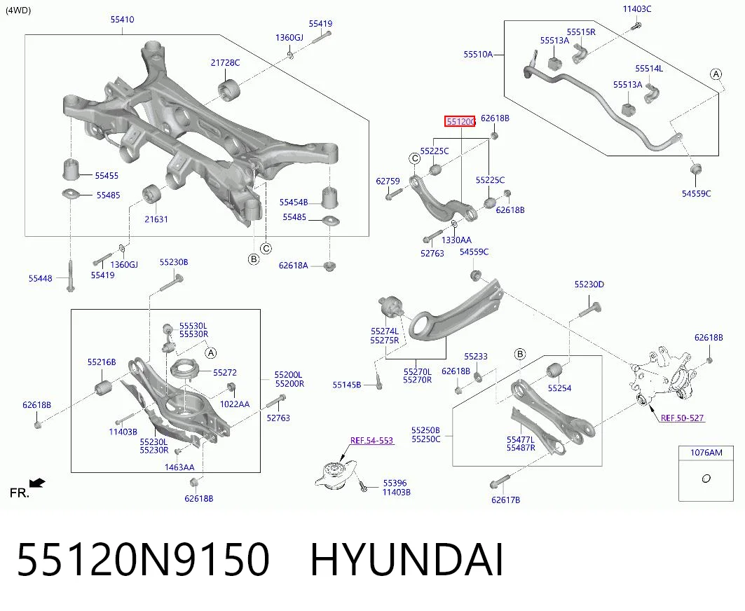 55120N9150 Hyundai/Kia Braço oscilante superior esquerdo/direito de suspensão traseira