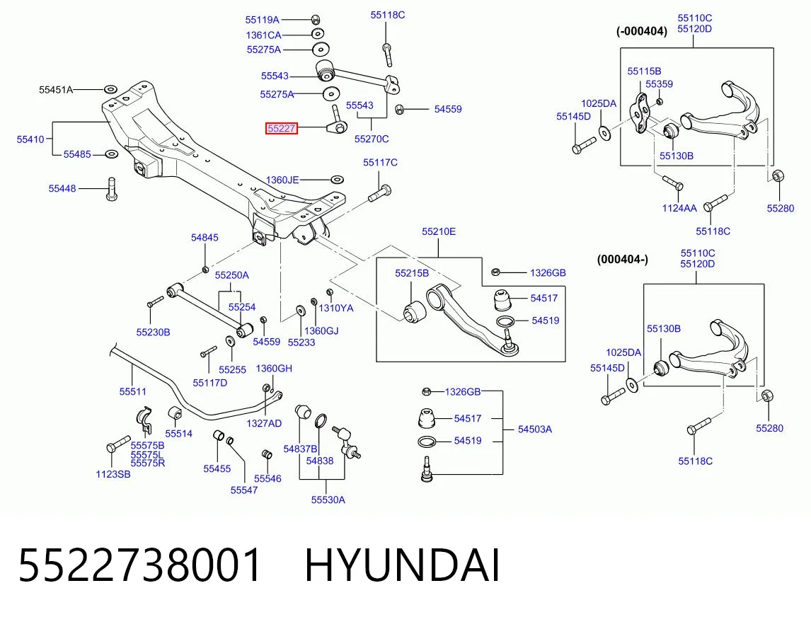 5522738001 Hyundai/Kia Parafuso de braço oscilante traseiro longitudinal (de inclinação)
