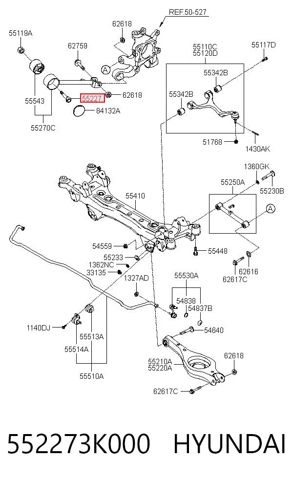 552273K000 Hyundai/Kia Parafuso de braço oscilante traseiro longitudinal (de inclinação)