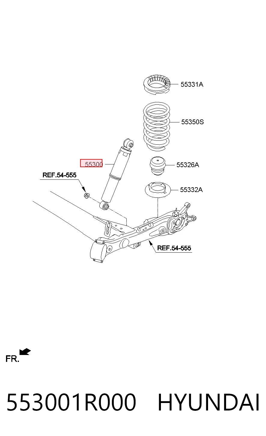 553001R000 Hyundai/Kia Amortecedor traseiro