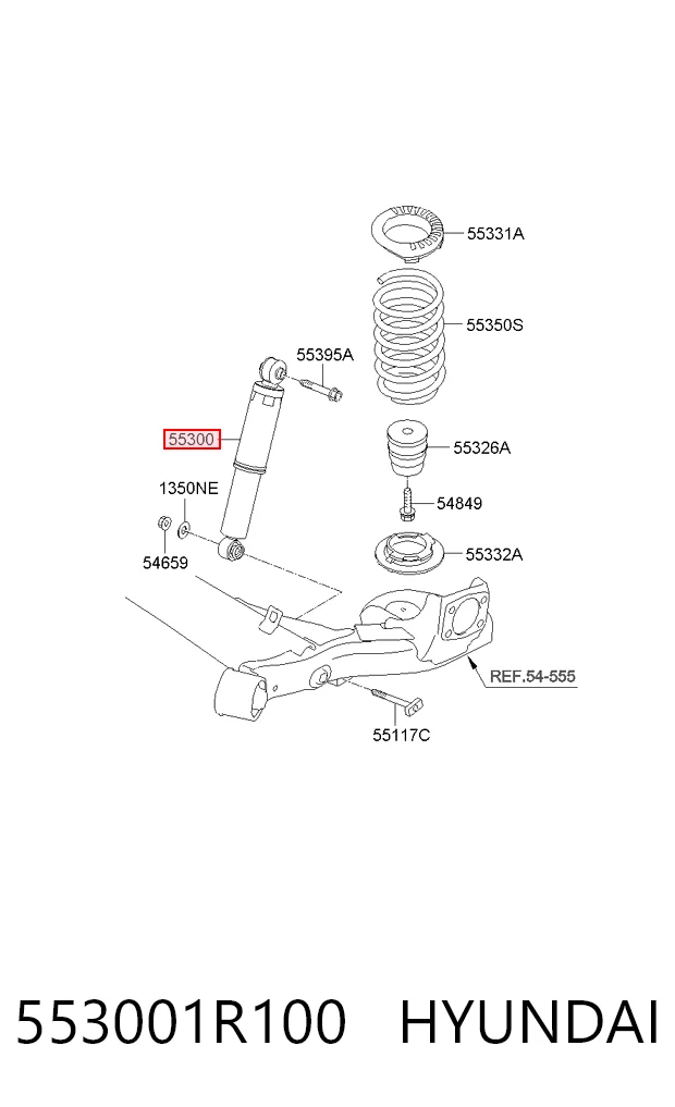 553001R100 Hyundai/Kia Amortecedor traseiro