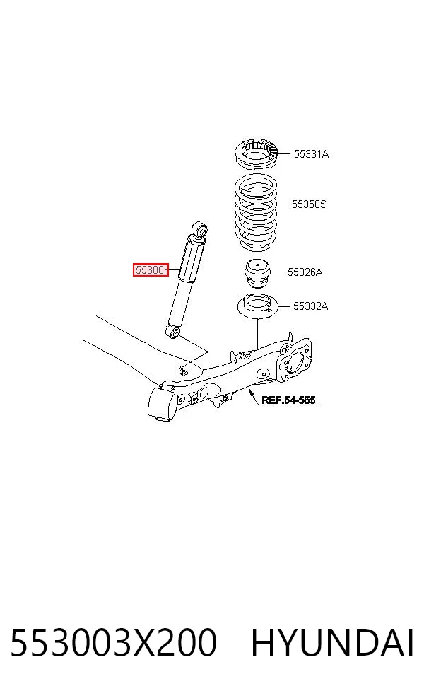 553003X200 Hyundai/Kia Amortecedor traseiro