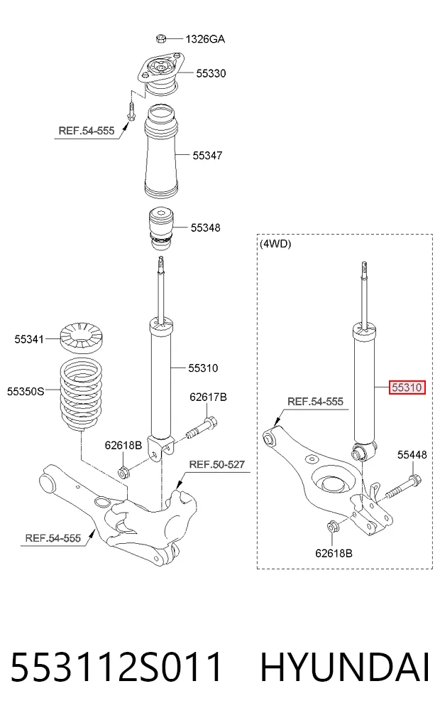 553112S011 Hyundai/Kia Amortecedor traseiro