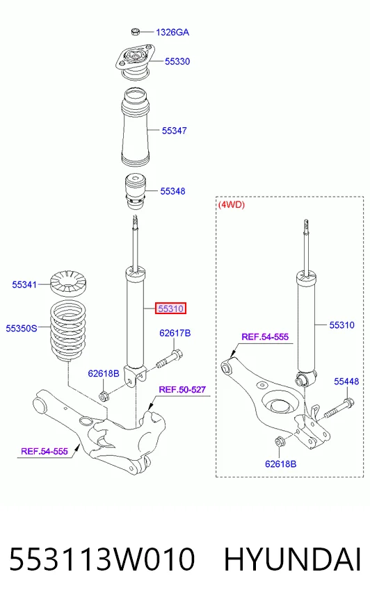 553113W010 Hyundai/Kia Amortecedor traseiro
