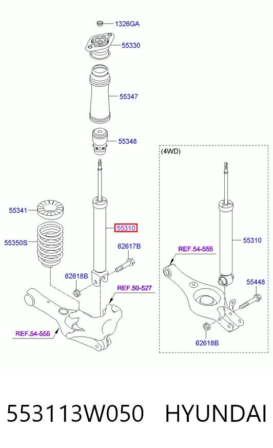 553113W050 Hyundai/Kia Amortecedor traseiro