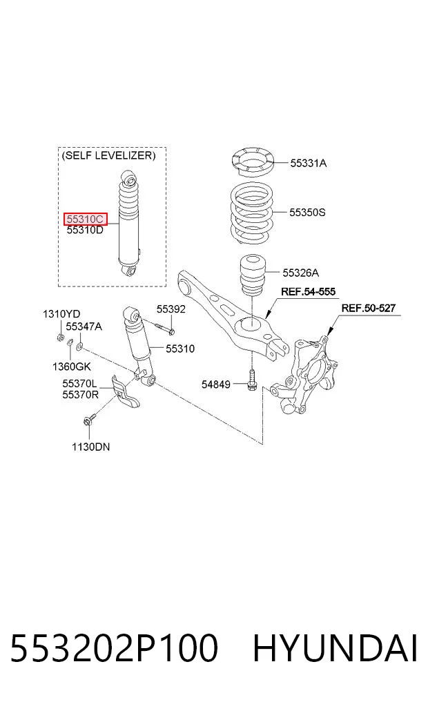 553202P100 Hyundai/Kia Amortecedor traseiro