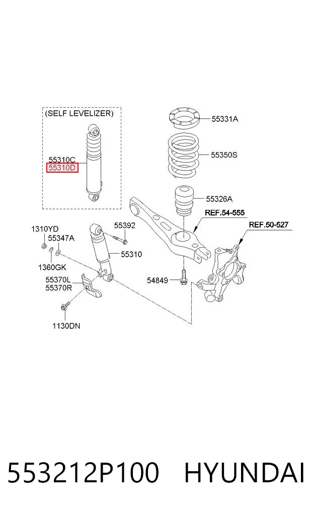 553212P100 Hyundai/Kia Amortecedor traseiro