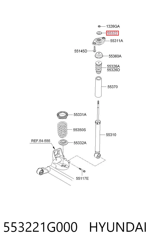 553221G000 Hyundai/Kia Arruela de bucha da haste de amortecedor traseiro