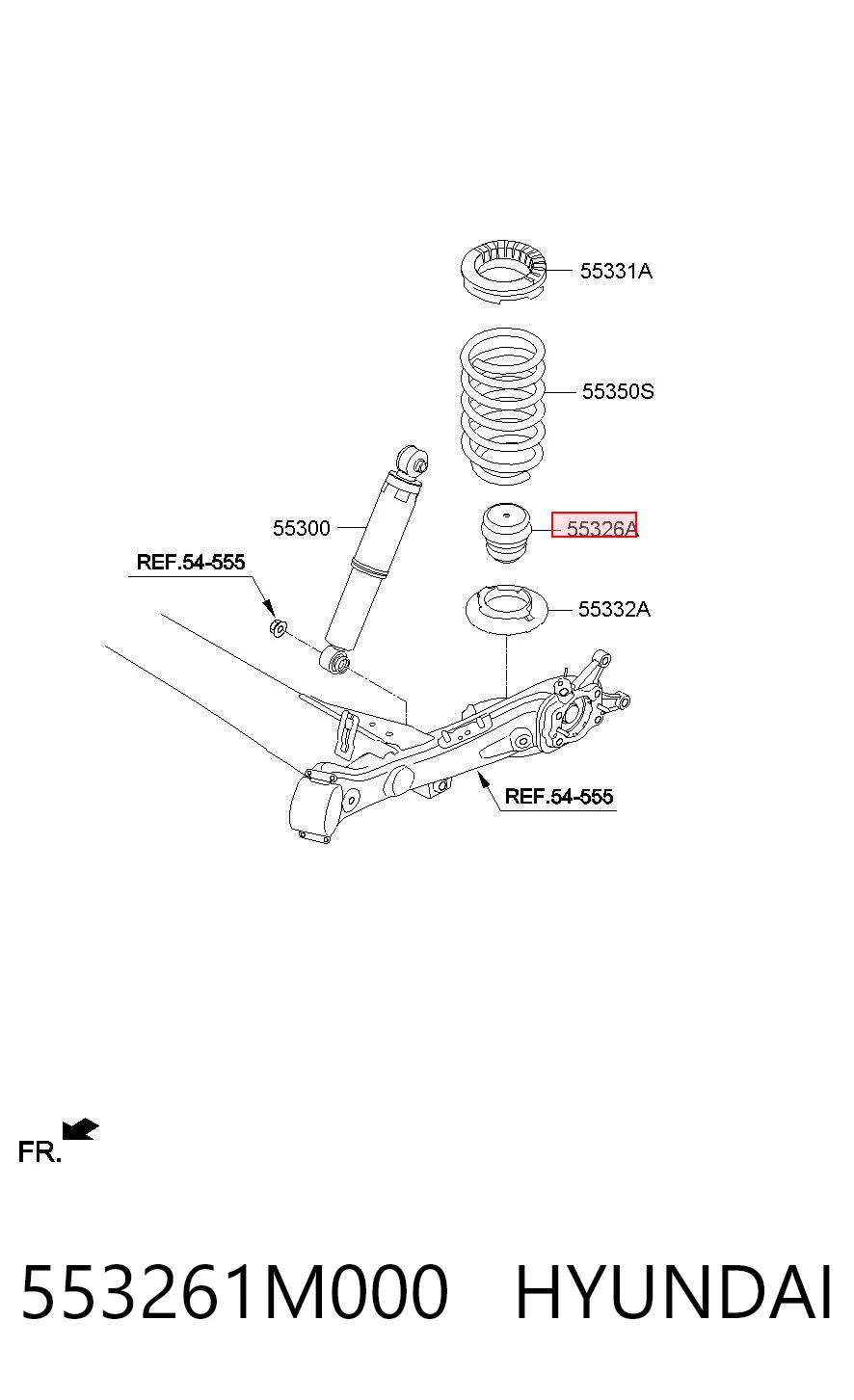 553261M000 Hyundai/Kia Pára-choque (grade de proteção) de amortecedor traseiro