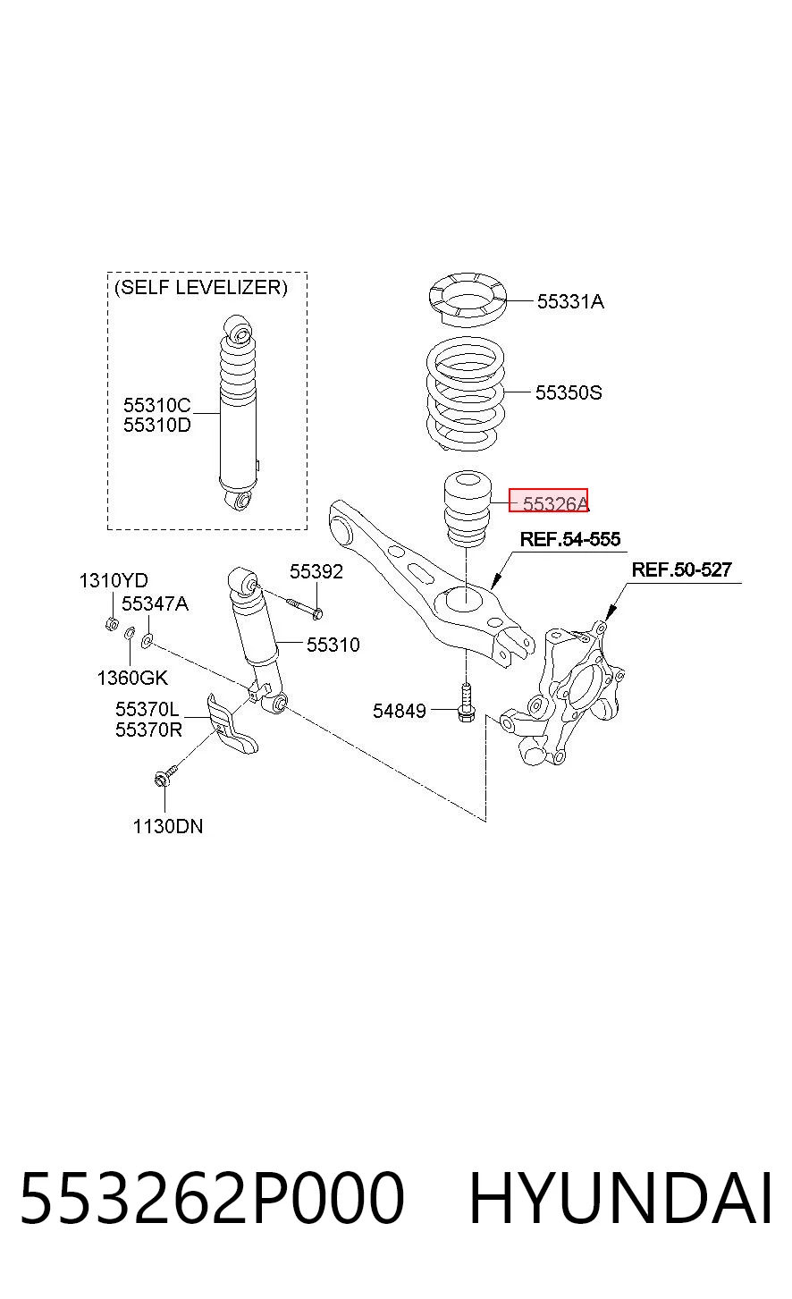 553262P000 Hyundai/Kia Pára-choque (grade de proteção) de amortecedor traseiro