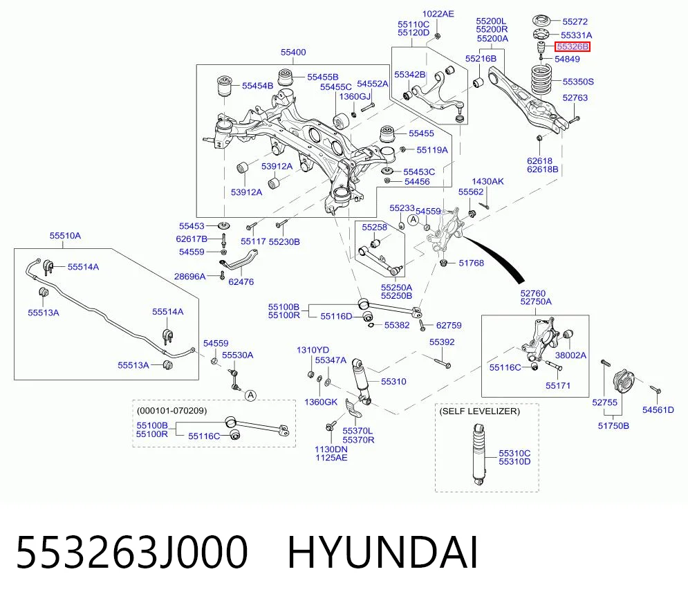 553263J000 Hyundai/Kia Pára-choque (grade de proteção) de amortecedor traseiro