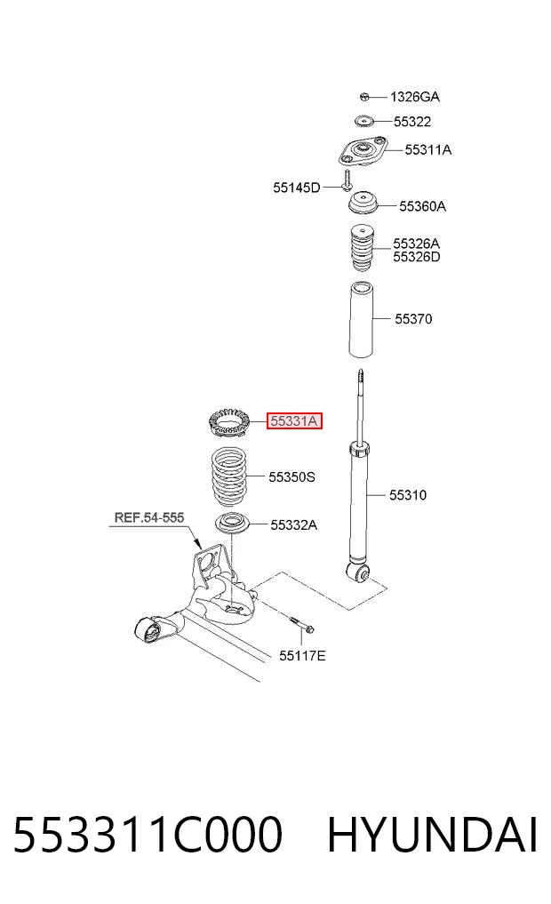 553311C000 Hyundai/Kia Espaçador (anel de borracha) da mola traseira superior