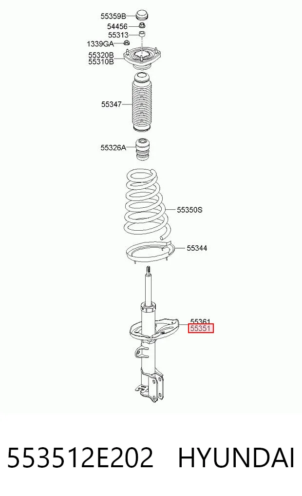 553512E202 Hyundai/Kia Amortecedor traseiro esquerdo