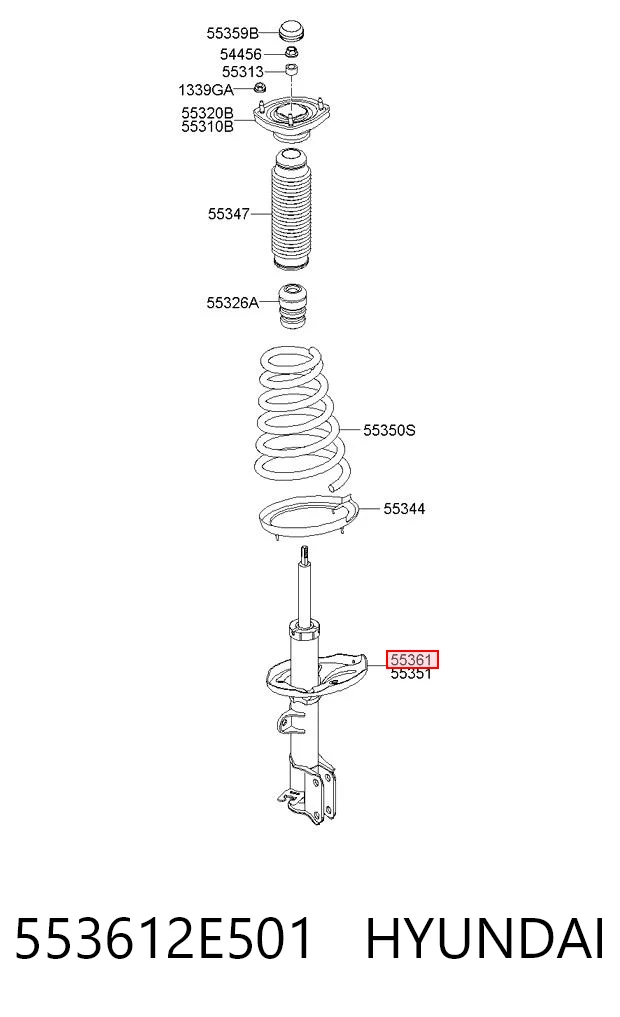 553612E501 Hyundai/Kia Amortecedor traseiro direito