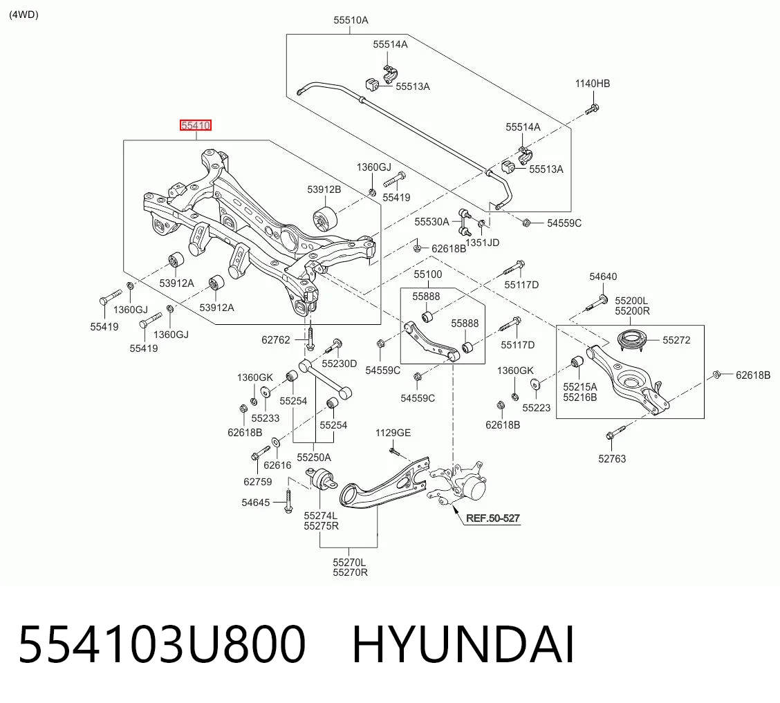  Viga de suspensão traseira (plataforma veicular) Hyundai Ix35 SUV (LM) (2009 - 2016) 