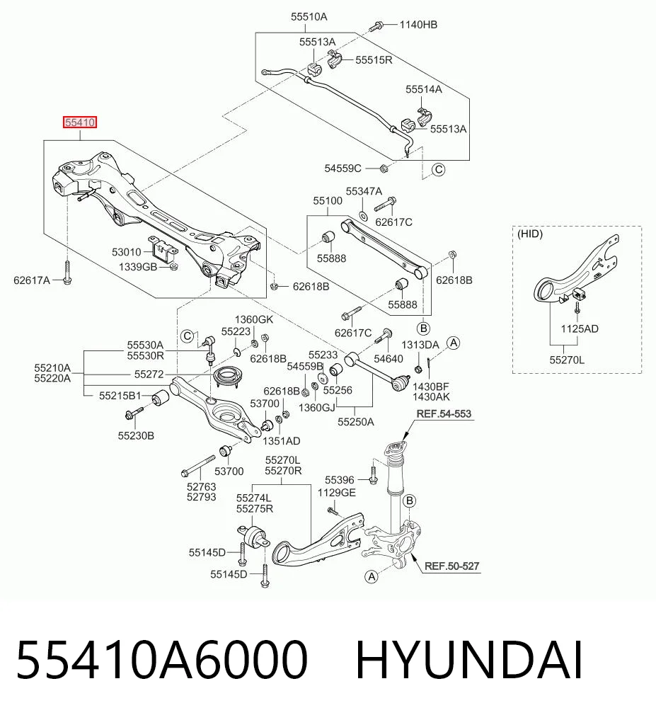 55410A6000 Hyundai/Kia Viga de suspensão traseira (plataforma veicular)