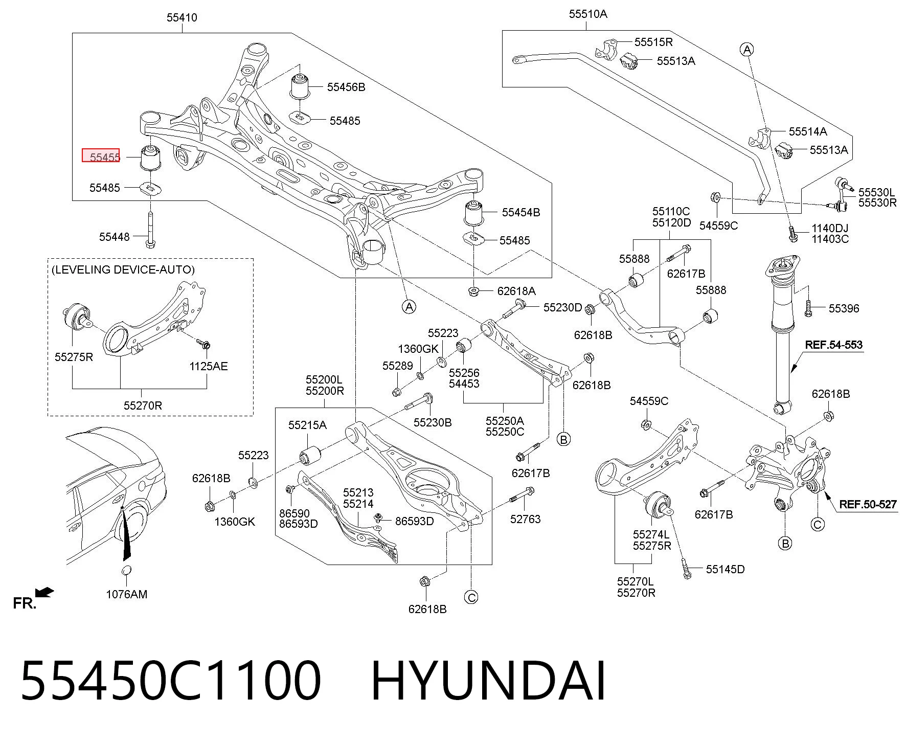 55450C1100 Hyundai/Kia Bloco silencioso de viga traseira (de plataforma veicular)